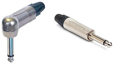 Neutrik NP2RX 6,3 mm Winkelklinke mono & NP2X Klinkenstecker, vernickelte Kontakte, Nickel-Gehäuse, 2 polig, 6.35 mm