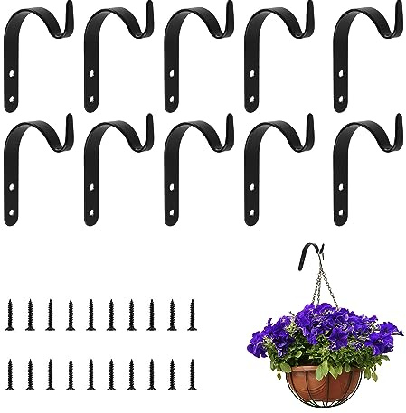 10 Stück Eisen Blumenampel Aufhängen, Dekorative Haken Mit 20 Schrauben, Pflanzenhalterung für Pflanzer, Laternen, Windspiele, Indoor Outdoor Hängende Dekoration
