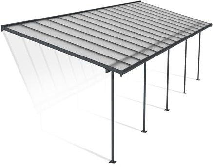 Canopia by Palram Terrassenüberdachung Alu Sierra 3X9.15 Polycarbonat Hohlkammerplatten Pergola 924 x 295 cm Grau zur Überdachung ihrer Terrasse