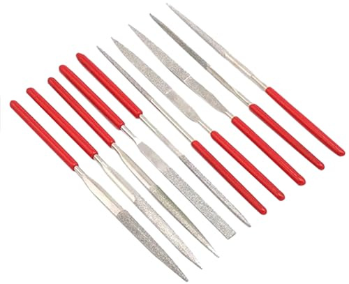 JIHUOO 10-teiliges Metall-Nadelfeilen-Set für Schmuck, Diamantfeilen, Stein, Holz, Polierfeile, Schleifen, Schnitzfeilen, kleine Schleiffeile