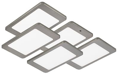 Rolux 5er Set LED Küchen Unterbauleuchte je 4,8 W warmweiss Edelstahl Optik Flächen-LED…