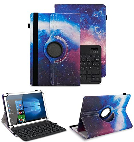 NAUC Schutzhülle kompatibel für Telekom T Tablet Tasche Tablet Schutz Hülle 10,4 Zoll Kunstleder Bluetooth Tastatur QWERTZ 360 Drehbar Cover Keyboard Case, Farben:Motiv 17