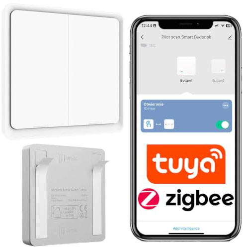 Sone Smart One ZigBee Schalter 2 Fach Smart Button Tuya 6 Szenen | 2 tasten, 6 aktionen, gateway nötig, batterie, klebemontage, szenen