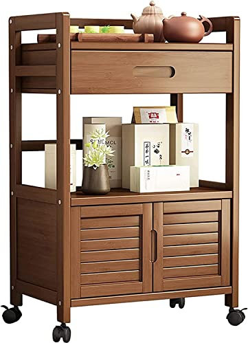 BONOOL Buffet-Sideboard-Barschrank mit Stauraum, 33-Zoll-Rollwagen für Küchenbuffet, Küchenwagen aus Holz mit Aufbewahrungsinsel (mit Schublade)