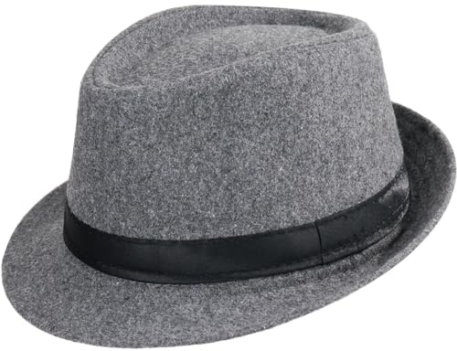 YeeHeen Fedoras Hat Trilby Jazz Panamá Gorra vintage para caballero sombrero de ala corta para hombres y mujeres, gris, Talla única