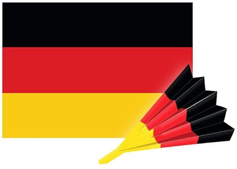 Primus-Print Fanklatschen mit Länderflaggen - 32x45cm, 300g Starker Karton, 8-Fach Gerillt, Beidseitig Bedruckt - Perfekt für WM 2026 & Themenpartys - Erhältlich in 5er, 10er & 25er Set [Deutschland]