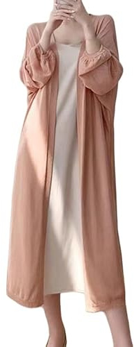 CuLtP Cardigan Donna Elegante Giacca Bolero Lunga da Donna Estiva Leggera Spolverino in Seta di Ghiaccio con Coprispalle Trasparente Aperto sul Davanti Casual Vestaglia Camicetta Abiti da Sera Mantel