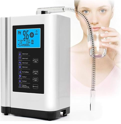 Ionizador Agua,El Mejor S-istema Filtración Agua Alcalina for El Hogar,Máquina Agua Con ácido Alcalino Ph 3.5-10.5,7 Configuraciones Agua,Limpieza Automática,Voz Inteligente,White