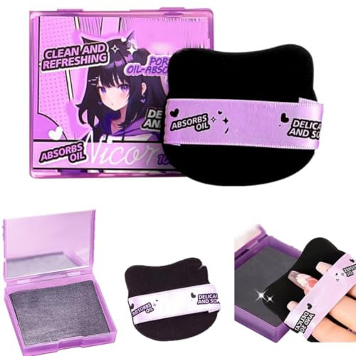 KARLOR 100 unidades de papel absorbente de aceite con borla, papel de control de aceite, papel secante facial con hojas absorbentes de aceite facial para control de aceite, estera