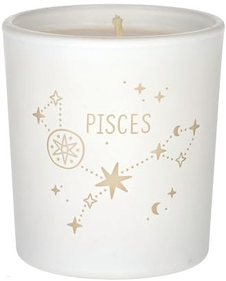 ORIGINALWAX Duft Kerze Sternzeichen Fisch (Pisces) aus Soja Wachs Weiß Handgemacht Duftkerzen Bratapfel im Glas Tierkreiszeichen Vegan Candle 180g Geschenkidee 40 Stunden Brennen