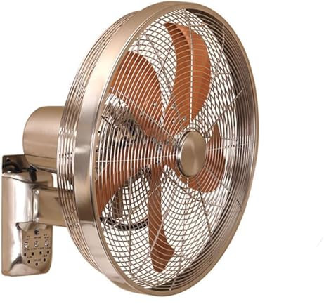 MIDUOLAI Ventilador De Pared Metálico, con Mando A Distancia para El Hogar, Fan Eléctrica Oscilante De Pared, para Oficina, Dormitorio, Invernadero Y Garaje.,Oro