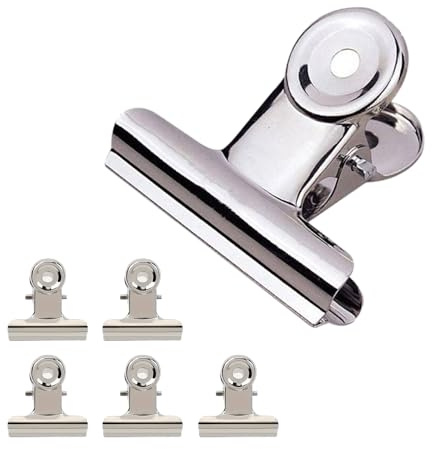 5 abrazaderas para cerrar bolsas, pinzas de cocina de acero inoxidable de 38 mm, mantienen los alimentos frescos para galletas, café, pan, bocadillos, papas fritas, alimentos