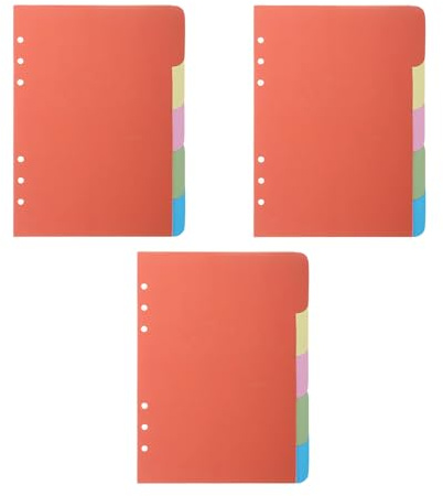 DHWEKU 15 Pièces Intercalaires Classeur A5, Feuille de Papier pour Séparateurs A5, Intercalaire Classeur Fiches avec 6 Trous, Feuillets Intercalaire Numériques Perforation, Pour Classeur à Anneaux