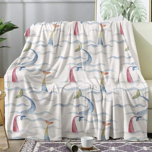 ZDABAOEC Kuscheldecke Flauschig Meerjungfrau Cartoon Decke, Fleecedecke 150x200, Sofadecke & Couchdecke, Weiche Kuschelige Wohndecke Blanket, XL Decken für Sofa Couch