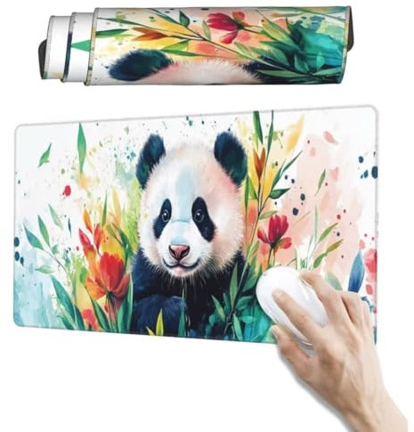 Panda Mauspad 1600 x 800mm, Mousepad XXL Schreibtischunterlage Süß Mouse Pad, Wasserdicht und Rutschfest Gaming Mauspad, Verbessert Präzision und Geschwindigkeit, Mauspads für Pc Gaming Zubehör qw416