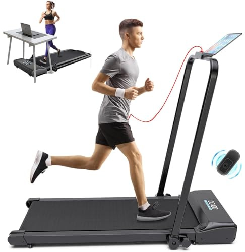 CANMALCHI Home Treadmill Foldable 1-12KM/H Adjustable Speed,Walking Running Machine Pad Portable for Home Cardio Exercise,with Remote Control,Double Control