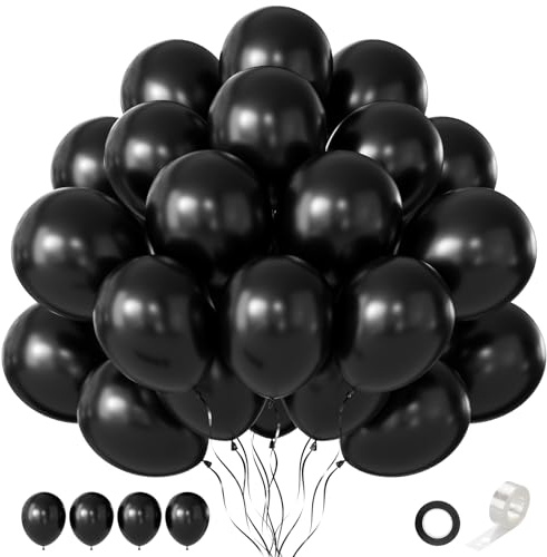 CVPARTYON Black Balloons, 60 PCS Black Balloons 12 inch Latex Balloon for Birthday Party Decoration, Wedding, Baby Shower, Anniversary, Holiday Decoration and Balloon Garland