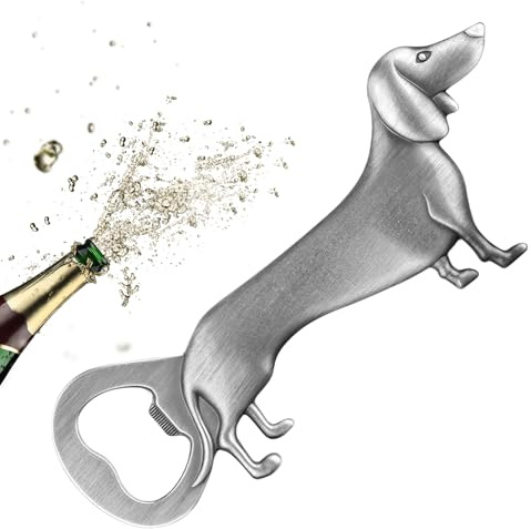 Yamobi Dackel-Flaschenöffner, Lustige Bieröffner, Dackel Geschenke,Geschenke für Hundeliebhaber,Hochwertiger Flaschenöffner für Senioren(Silber)