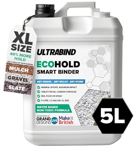Ultrabind Eco Hold – Gravel Binder & Glue for Pathways, Stones, Bark & Mulch, Resin-Based Garden Adhesive, Pet Safe, 5L