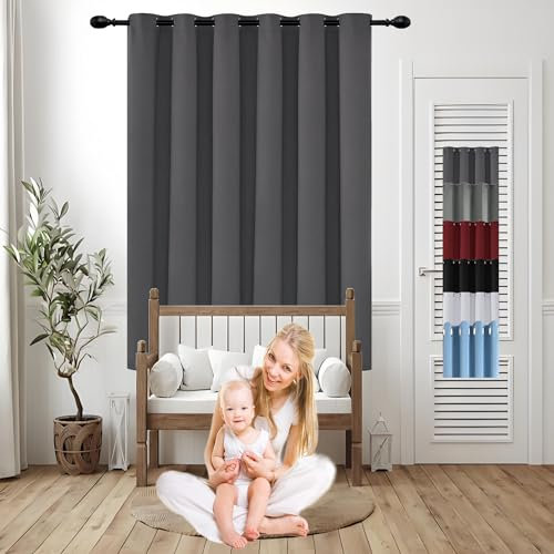 GOUSUN Thermo Gardinen Vorhang mit Ösen 125 x 90 cm Kälteschutz Lärmschutz Thermovorhang Luftig Fadenvorhang mit Stangendurchzug Kälteschutz Warm für Schlafzimmer, Dunkelgrau
