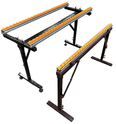 2 Pack Steel Sawhorse Adjustable Height Roller Stand, Folding Portable Workbench Extension Brackets for Garage/Workshop/Storage Room, Woodworking Table Support