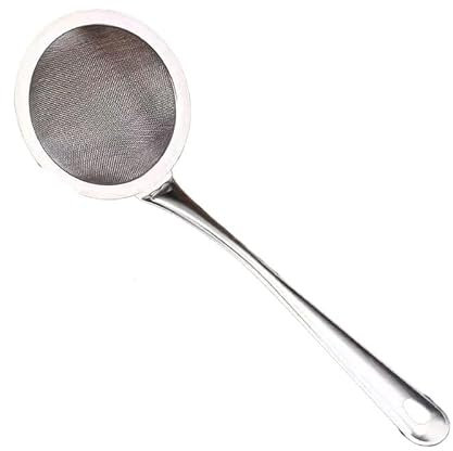 Cuchara de Acero Inoxidable Grande for filtrar Fugas - Tamiz de Filtro de Malla Fina for Leche de Soja, Fideos y harina frita - Cuchara de Pesca Duradera con diseño de Malla densa(18cm)