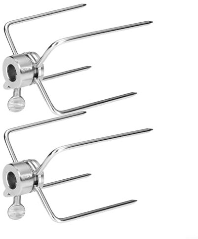 Gettimore Lot de 2 fourchettes à viande en acier inoxydable pour barbecue avec vis de verrouillage, 4 broches pour bœuf, volaille, brochettes réglables