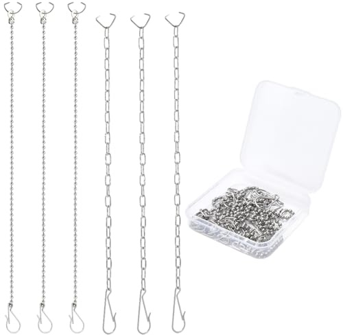CREATCABIN 6 Confezione Kit Catena Valvola Scarico del WC Catena Perline WC 304 Ganci Chiusura in Metallo Maniglia Sollevamento in Argento Inossidabile Accessori La Maggior Parte delle Valvole 24cm