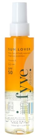 INFYVE SUN.LOVER Sonnenspray für Gesicht, Körper und Haare mit LSF50 | mit Antioxidantien und feuchtigkeitsspendenden Inhaltsstoffen | Anti-Aging-Effekt | hoher Sonnenschutz | 150 ml