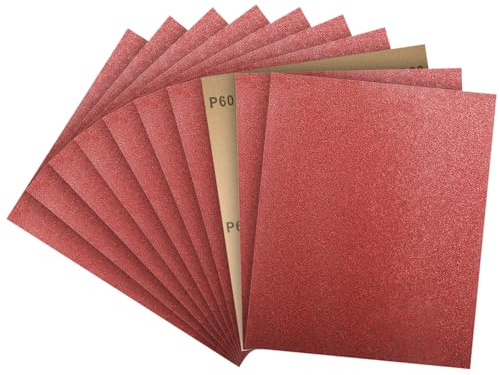 PMIQSA Papel De Lija Grano 60, 230x280mm Profesional lija | Papel Abrasivo Impermeable para Coches Metales Paredes Madera Muebles, Papel de Lija para Pulir en Húmedo y Seco