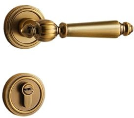 Serrure de porte française serrure de porte intérieure en bois serrure de porte de chambre ancienne jaune rétro américaine poignée de porte de chambre silencieuse magnétique(Silent door lock)