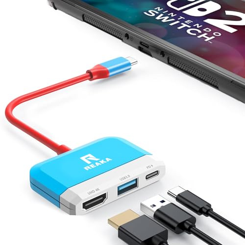 RREAKA Switch Dock for Nintendo Switch 1&OLED, Switch TV Adapter with 4K HDMI, USB3.0 Port, PD 100W, Portable Travel Switch Docking Station for Nintendo 1&OLED(NOT FOR 2)