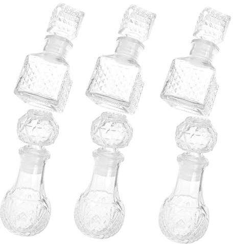 SAFIGLE Ensemble de 6 Bouteilles D’essai 50 Ml Transparentes en Verre, Carafes à Whisky et Aérrateurs de Vin, pour Dégustation et Conservation, pour Amateurs et Fêtes, Design