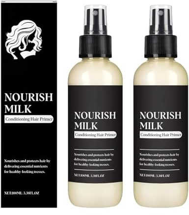 Prebase Acondicionadora Nourish Milk - Spray sin enjuague para suavizar, desenredar e hidratar el cabello - Control del frizz con proteínas de leche para todo tipo de cabello (2 PCS)