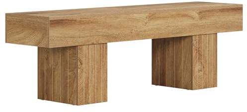 Tribesigns 140 cm Sitzbank Esszimmerbank, Bauernhaus Holz-Bank Küchenbank Lange Sitzbank für Wohnzimmer, Flur, Eingangsbereich, Schlafzimmer, Fußende des Bettes,Braun