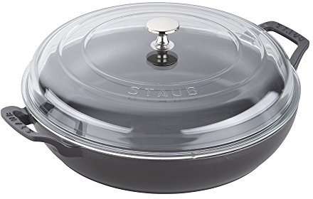 STAUB Braiser with Glass Lid, 3.5-Qt, Matte Black