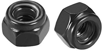 uxcell Hex Lock Nuts - M3 x 0.5mm Carbon Steel Nylon Insert Self-Locking Nuts for Fasteners, 50Pcs Black