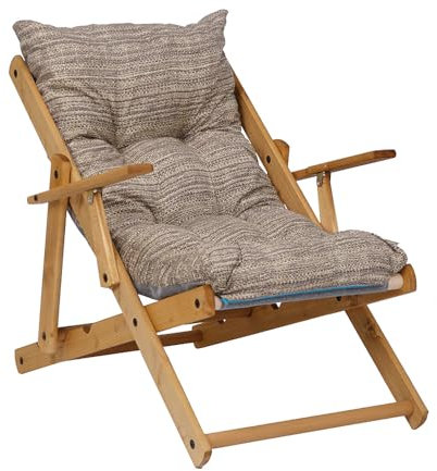 Poltrona Pieghevole sdraio in legno Abete 3 Posizioni Cuscino tessuto Imbottito per soggiorno giardino made in italy - RELAX (Tortora)