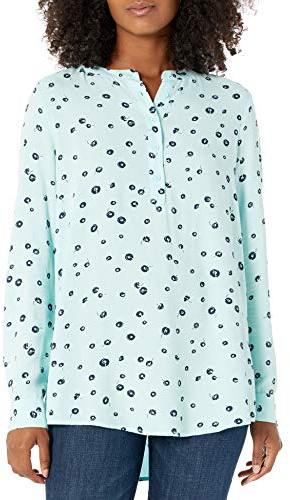 Amazon Essentials långärmad woven blus klänning tröjor, Sydhav blå, vallmo, XXL