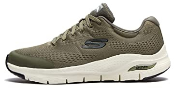 Skechers herr Arch Fit Sneaker, Olivtextil syntetisk trim, 44 EU