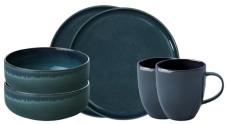Like. av Villeroy & Boch, Crafted Denim, frukostset 6 delar, premium porslin, blå