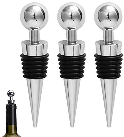 THETAG Weinverschluss, 3 Stück Flaschenverschluss Weinflaschenverschluss, Edelstahl Wein Stopfen für die Weinsammlung Rotwein Champagner Bier Saver Sealer