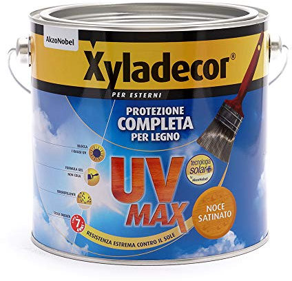 Xyladecor SMALTO LEGNO ESTERNI UV MAX Protezione Completa da sole e agenti atmosferici Idrorepellente colore NOCE 2,5L, 2.5 L