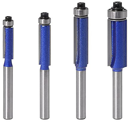 Saipor 4 Stück 6mm Schaft Bündigfräser Kugellager Oben Fräser Nutfräser Holzfräser Bit Set Holz Fräser Schneiden Nutfräsen Router Bit Oberfräser Holzschneider Kopierfräser