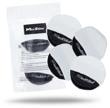 Maxshine Handheld Microfiber Wax Applicator Pad | White+Black, 3.35 Diameter, Ultra-Soft, Scratch-Free | Versatile Detailing for Wax, Polish, Protectant, Streak-Free Finish