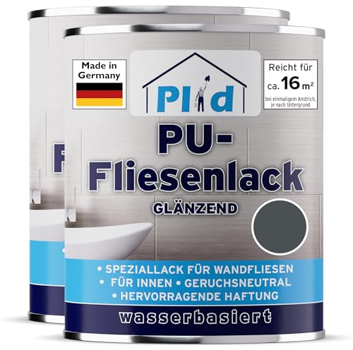 Plid Pintura para azulejos de baño y cocina (resistente a la humedad), color gris antracita, 1,5 l, pintura de azulejos y barnizado para interiores, color 3 en 1