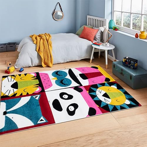 Carpetilla Kinderteppich Beetro fürs Kinderzimmer mit Tier-Motiv Bunt (160 x 230 cm)