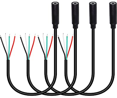 RIIEYOCA 4er-Pack 3,5-mm-Buchsenstecker auf blanken Draht, Stereo-Audiokabel, 1/8 Zoll TRRS 4-poliger Mono-Buchsenstecker auf Open-End-Audioleitung, für installierte und reparierte Audiogeräte