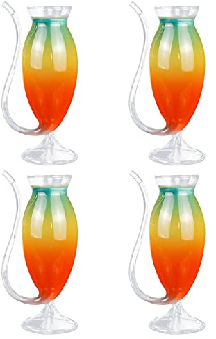 EESLL Lot de 4 verres à vin créatifs en verre de vampire avec paille, verre à jus en verre transparent (250 ml)