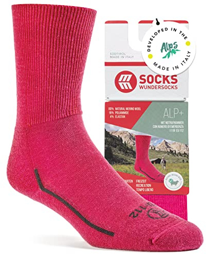 Wundersocks Wandersocken [Made in Italy] 80% Merino Socken ohne Naht und Gummi, mulesingfrei, Thermosocken, Funktionssocken, Hiking, Trekking, Wandersocken Damen, Wandersocken Herren, gepolstert Alp+